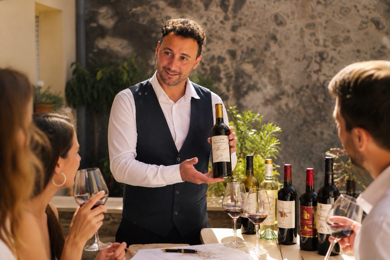 Groupe de participants lors d'une dégustation de vin
